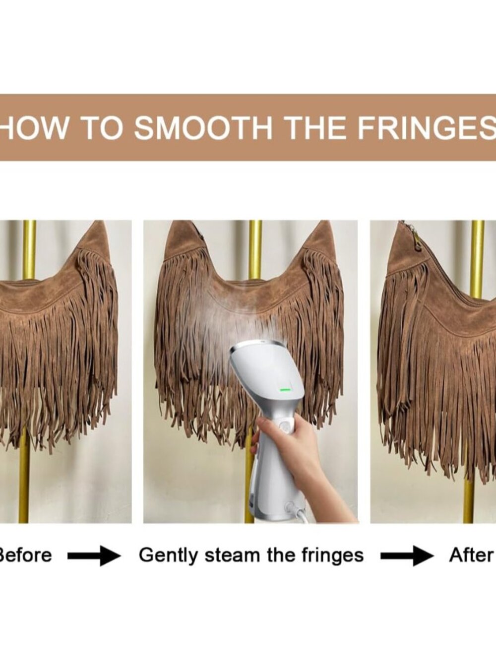 Women Fringe Hobo Bag Western Purse Shoulder Bag Vegan Suede Tassel Hippie Cross - Picture 6 of 6